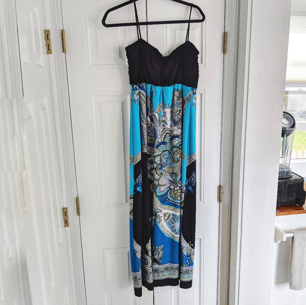 Black & Paisley Maxi Dress  L
